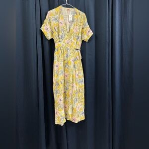 Marine Layer Yellow Floral Midi Dress